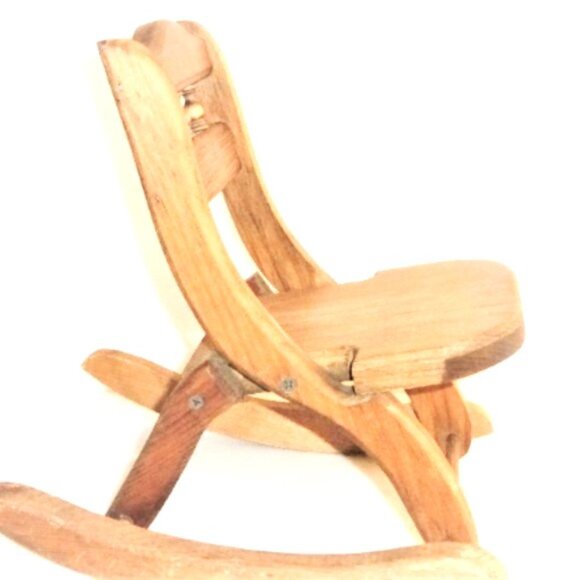 LVG - FOLDING Wood ROCKING CHAIR Doll Chair Photo Prop Wood Rocker Plant Stand - Picture 4 of 6